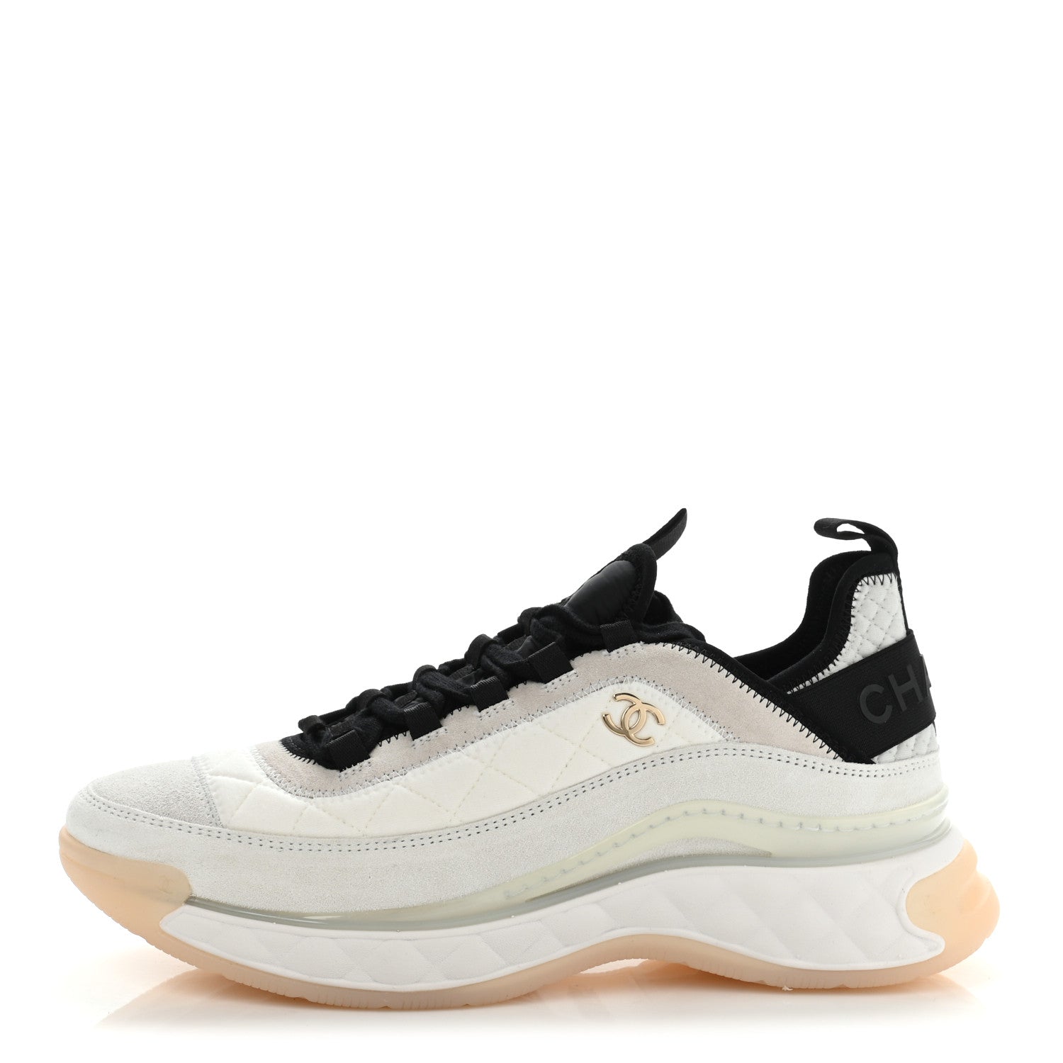Chanel Velvet Calfskin Mixed Fibers CC Sneakers 41 Ivory Black 1 of 9