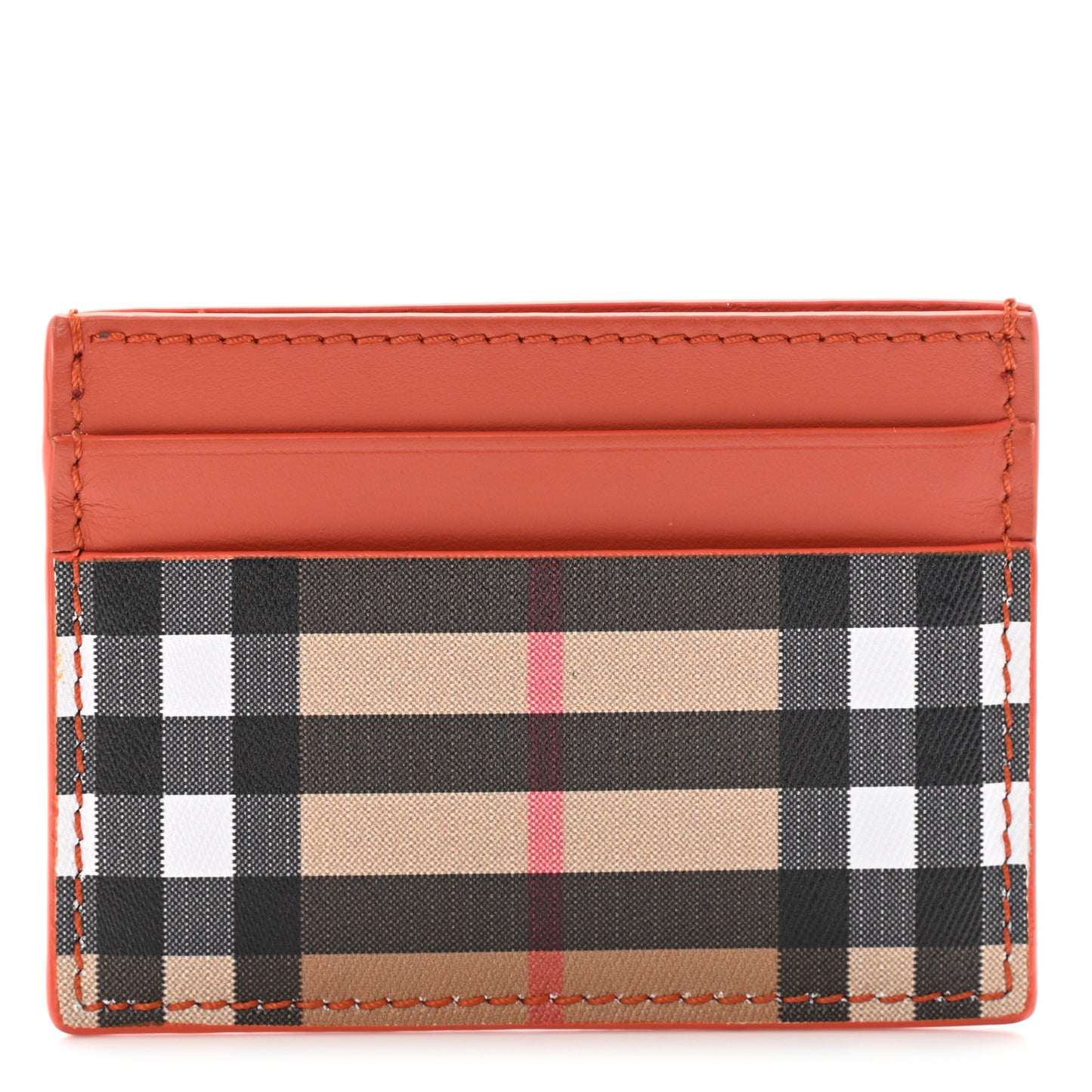 Vintage Check Calfskin Card Case Orange