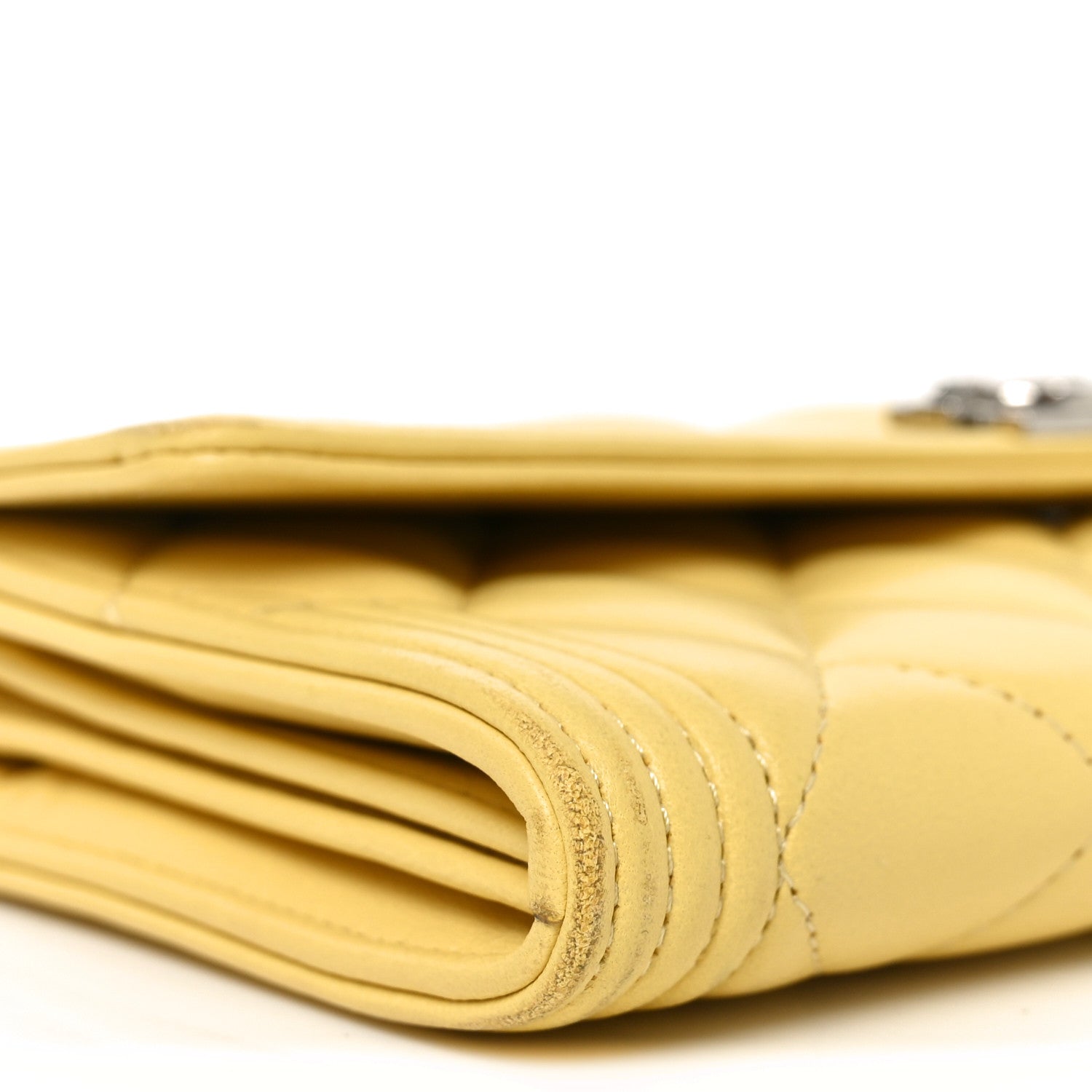 Chanel Lambskin Quilted Large Boy Flap Wallet Yellow 8 of 9