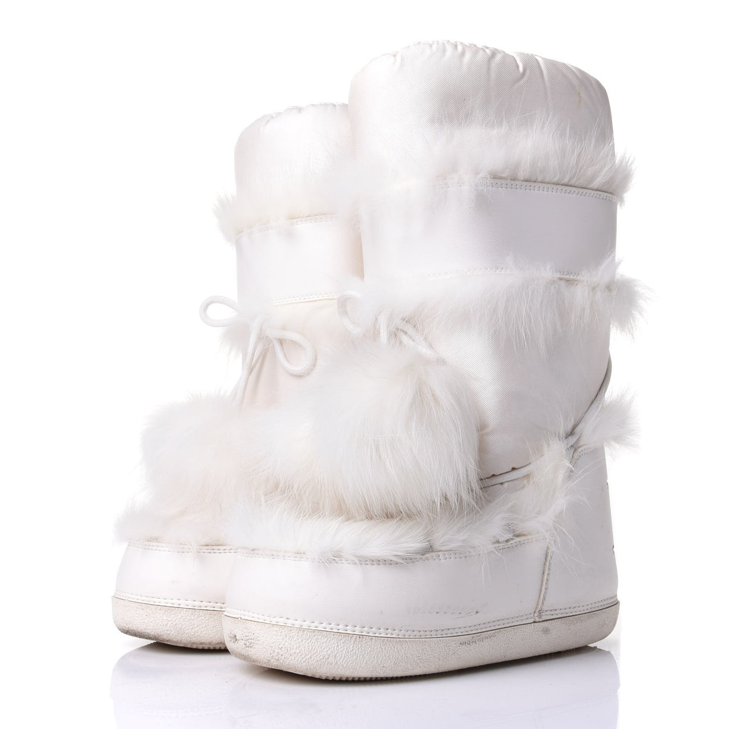 Canvas Calfskin Fur Womens Moon Boots 38-40 White