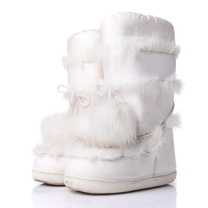 Christian Dior Canvas Calfskin Fur Womens Moon Boots 38-40 White 3 of 8