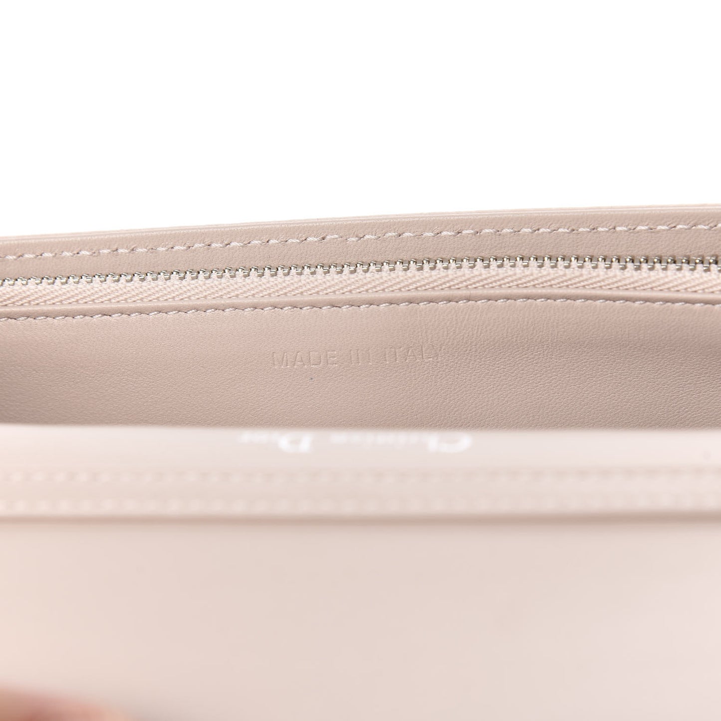 Grained Calfskin Diorama Wallet on Chain Pouch Rose Poudre