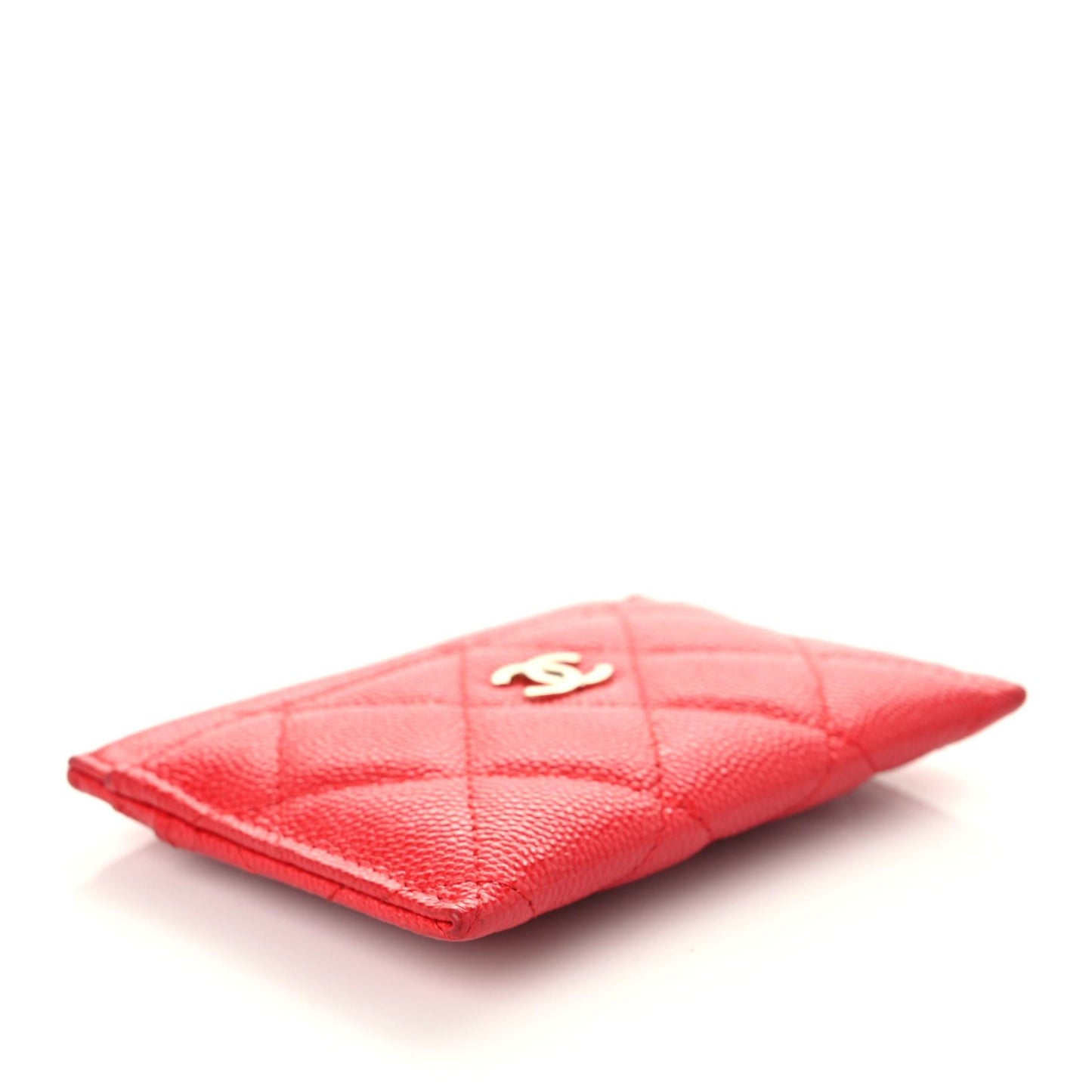 Caviar Quilted Card Holder Red