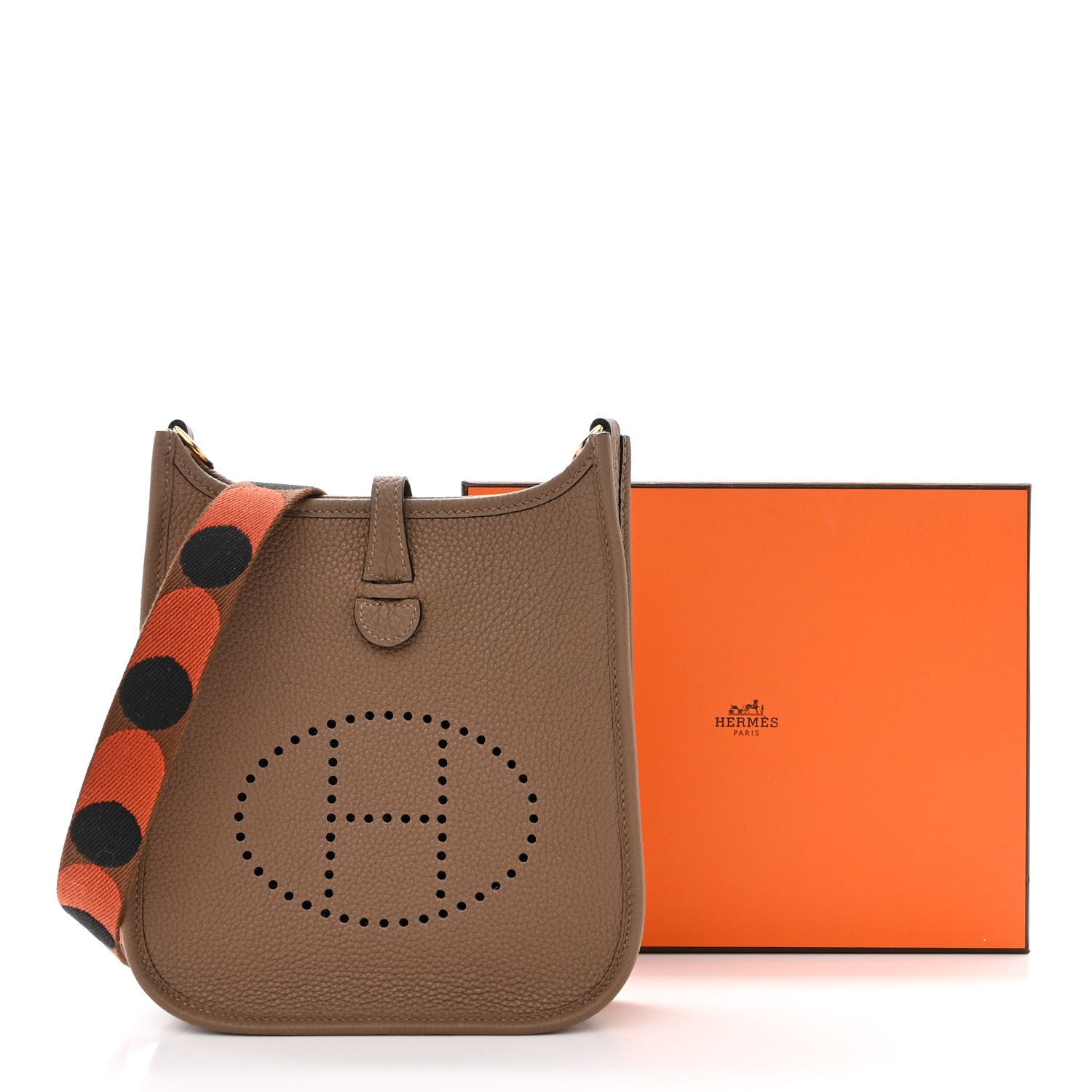 Hermes Taurillon Clemence Flipperball Sangle Evelyne TPM Beige De Weimar Noisette Cuivre Gold 11 of 11