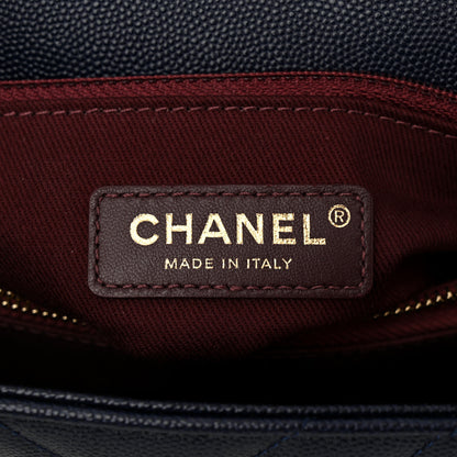 Chanel Caviar Chevron Quilted Small Coco Handle Flap Navy 6 of 11