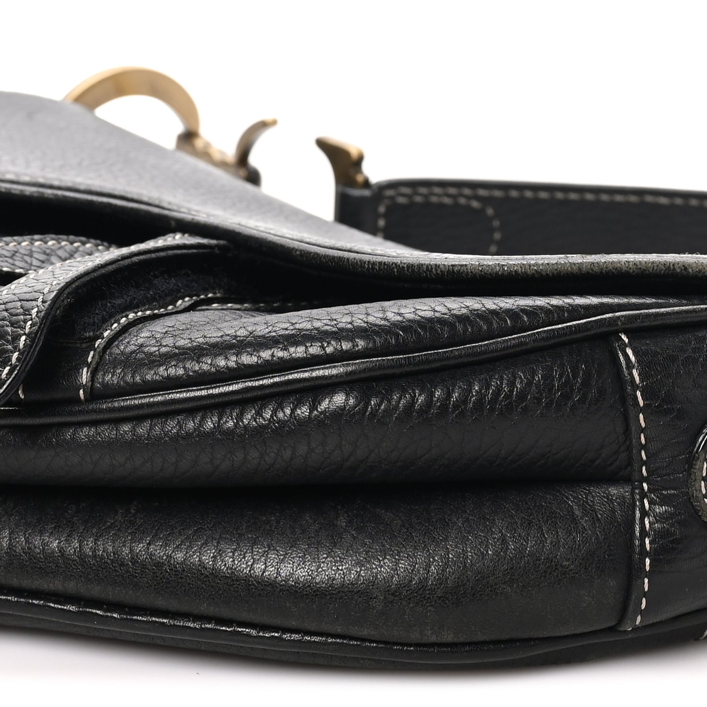 Grained Calfskin Saddle Bag Black