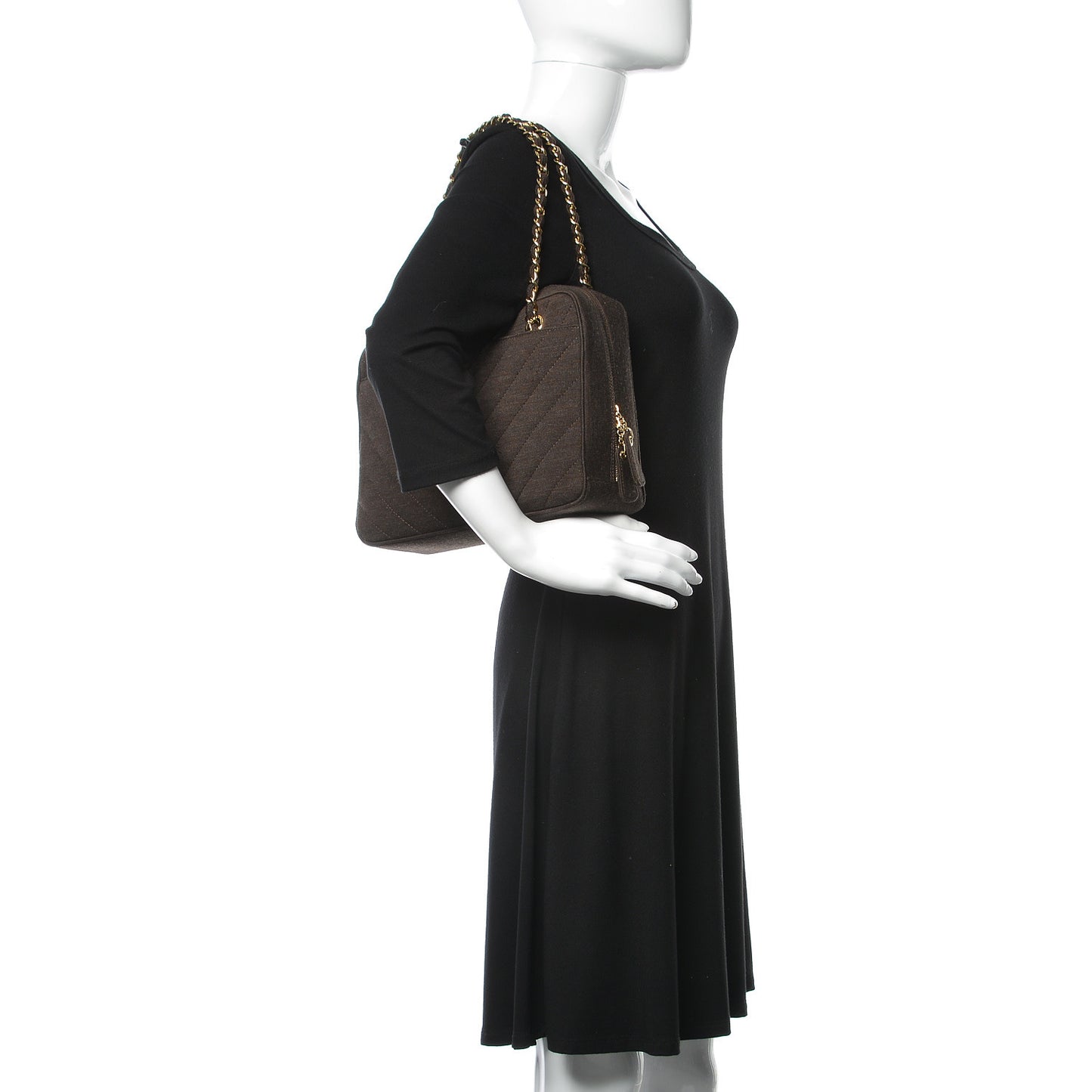 Jersey Chevron Quilted Camera Case Brown