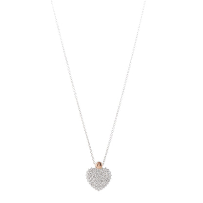 Damiani 18K White Pink Gold Diamond Cuore Logo Pendant Necklace 1 of 5