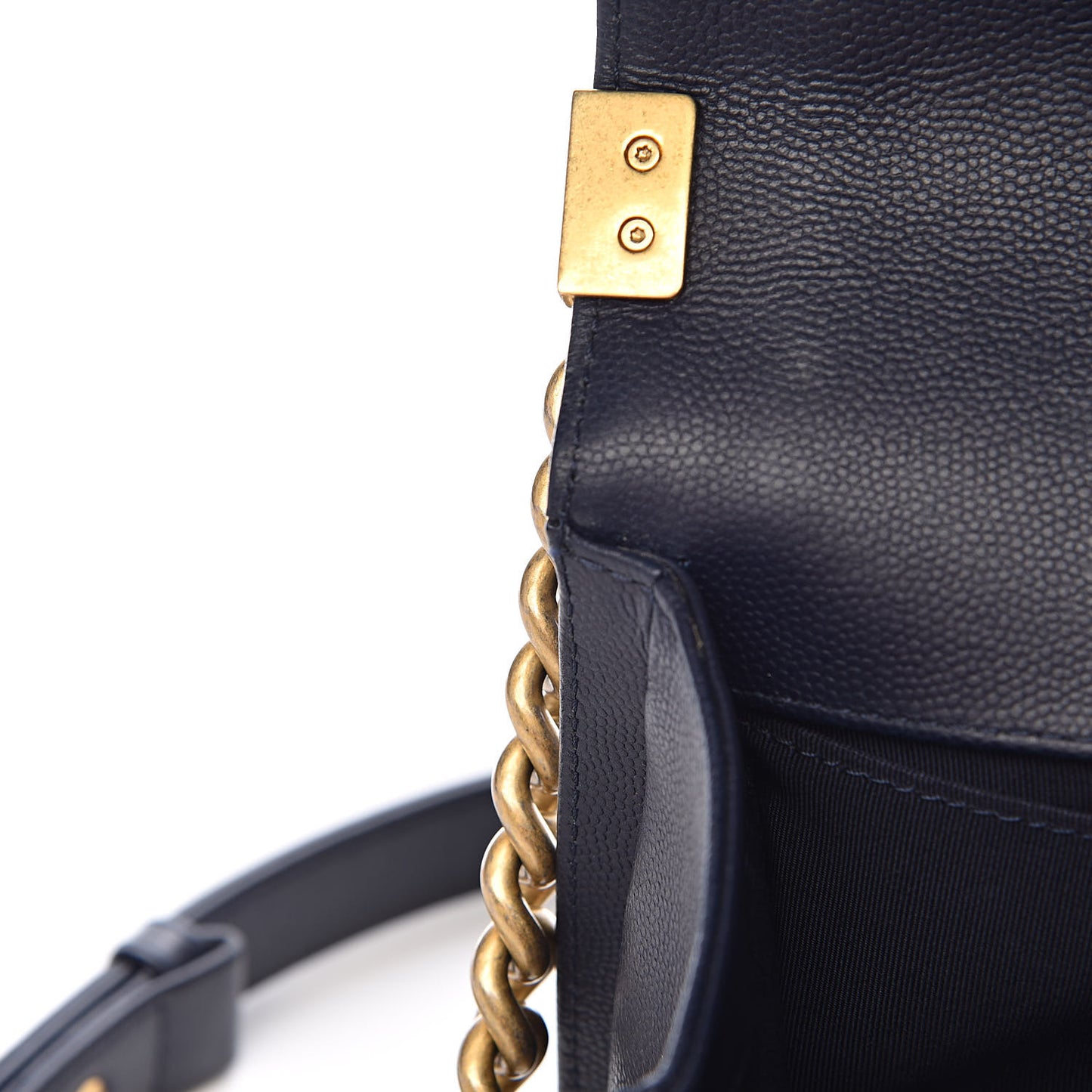 Caviar Quilted Medium Boy Flap Dark Blue