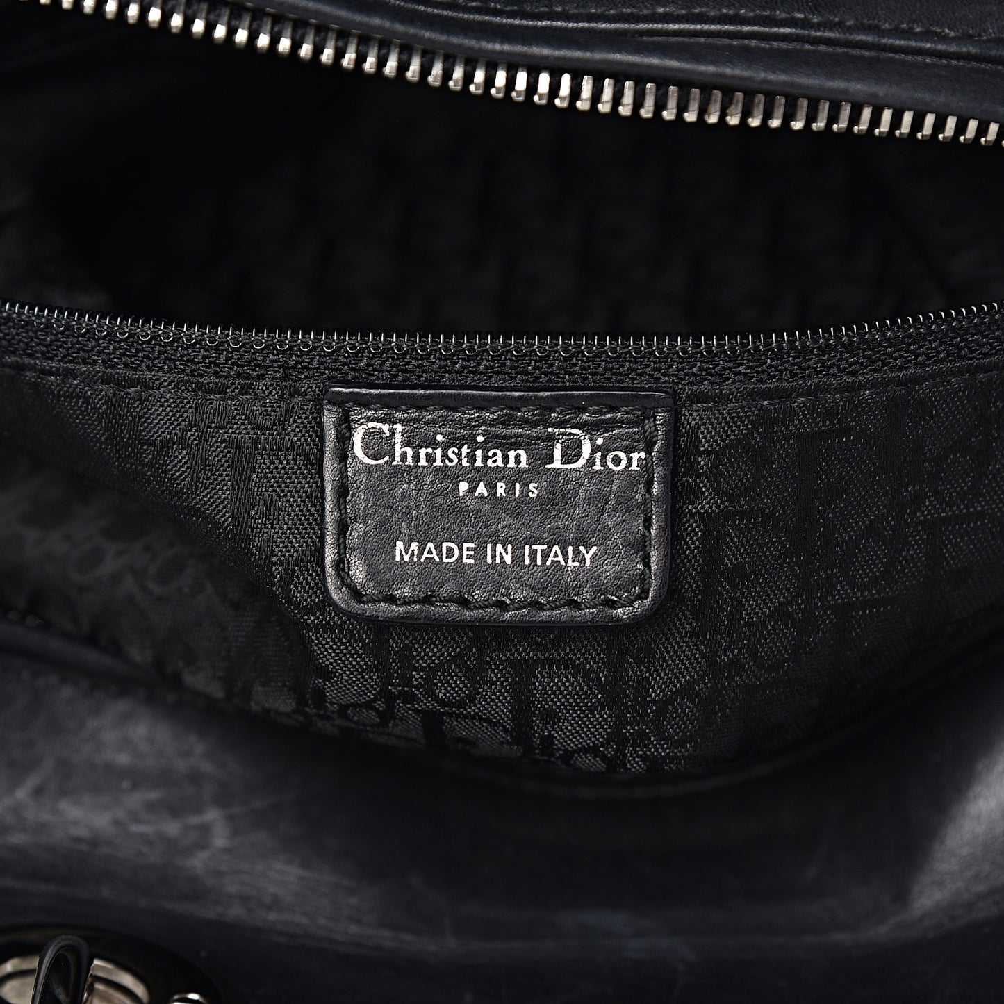 Lambskin Embossed Cannage Large Lady Dior Black