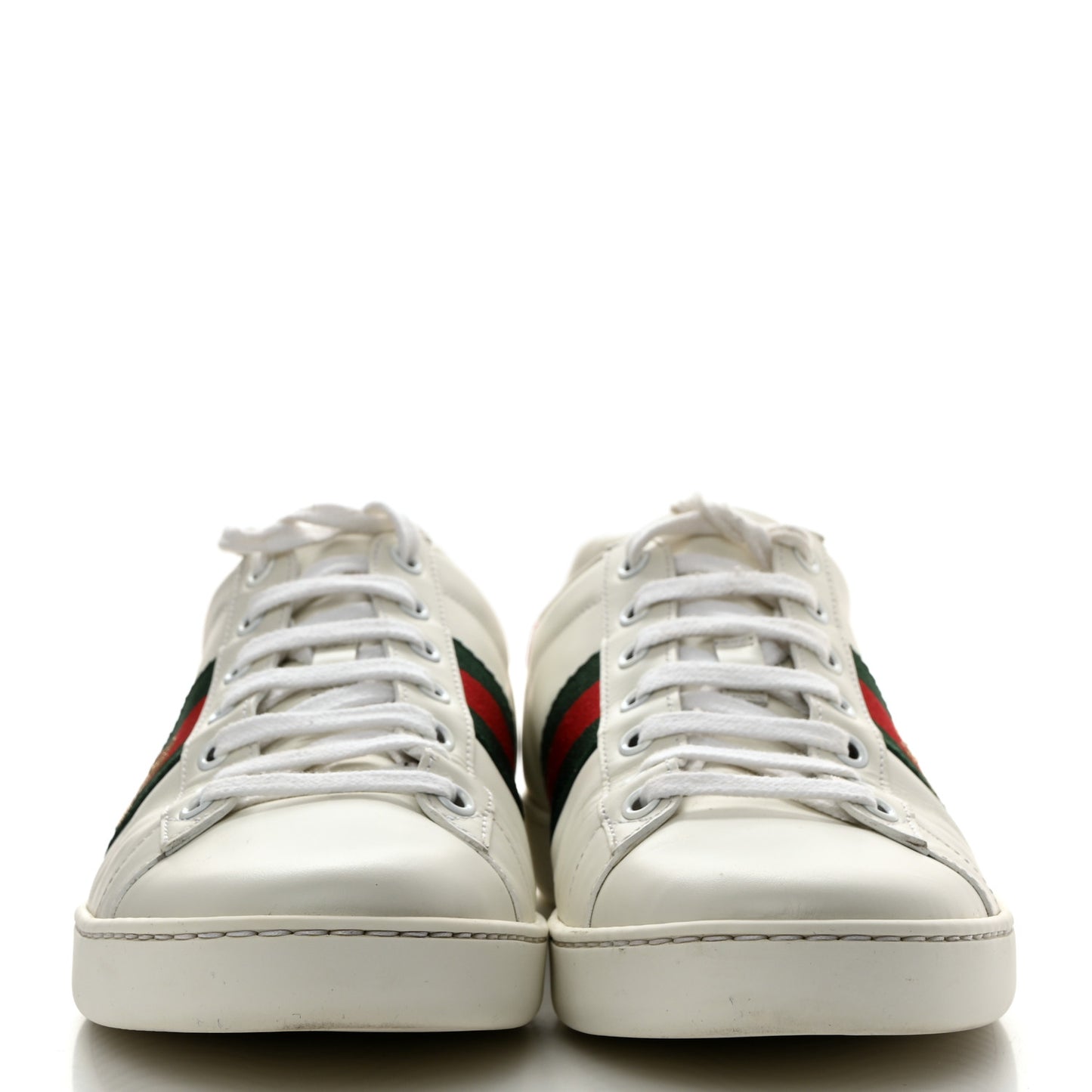 Calfskin Ayers Bee Embroidered Womens Ace Sneakers 39.5 White Green