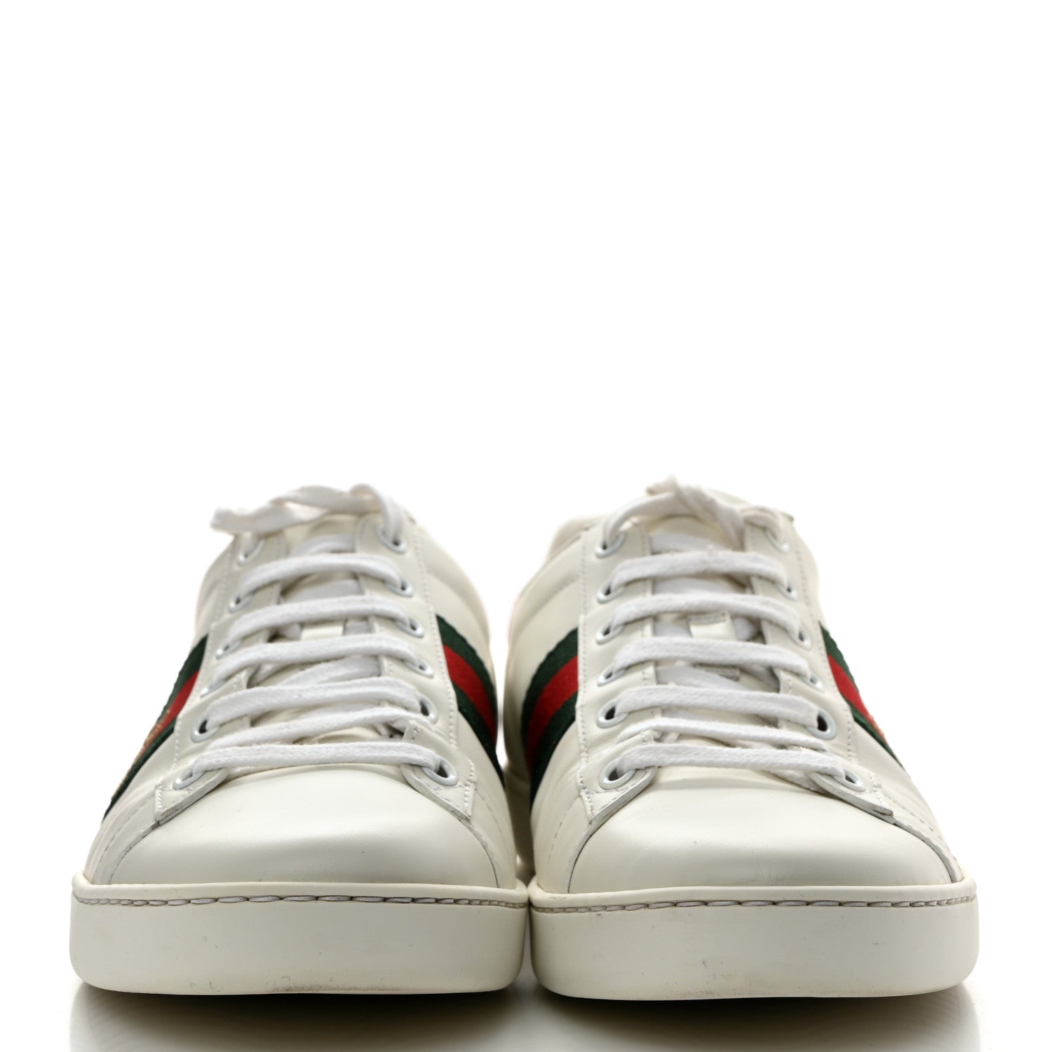 Gucci Calfskin Ayers Bee Embroidered Womens Ace Sneakers 39.5 White Green 2 of 8