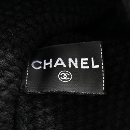 Chanel Cashmere CC Beanie Hat Black Pink 5 of 6