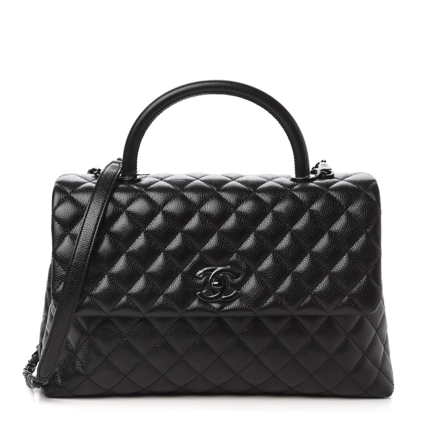 Caviar Quilted Medium Coco Handle Flap So Black