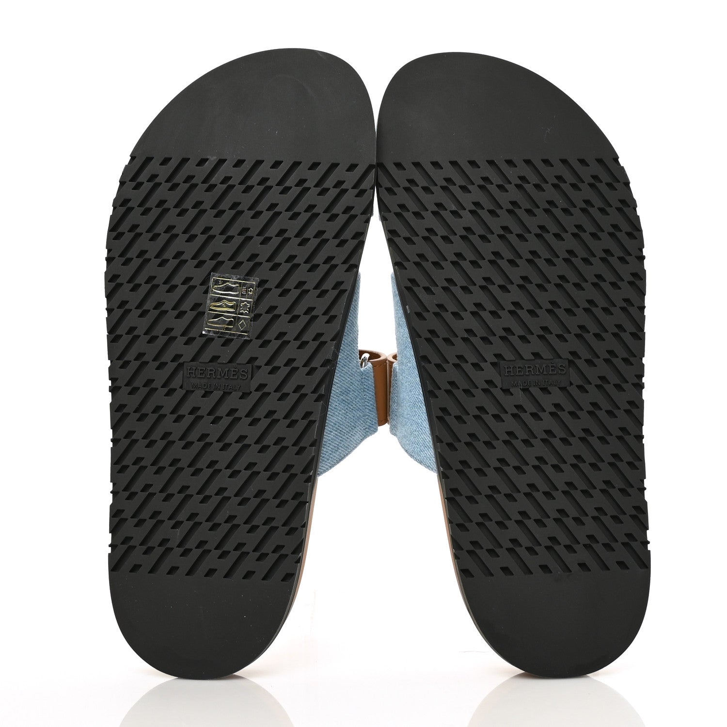Hermes Denim Calfskin Womens Chypre Sandals 37 Bleu Clair Naturel 5 of 9