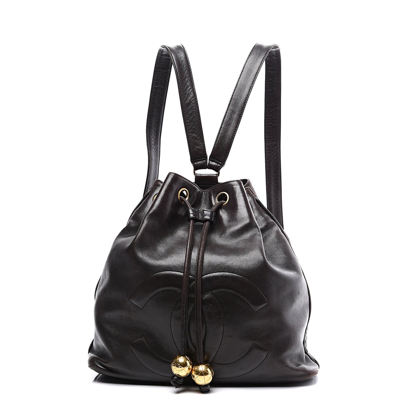 Lambskin CC Drawstring Backpack Black