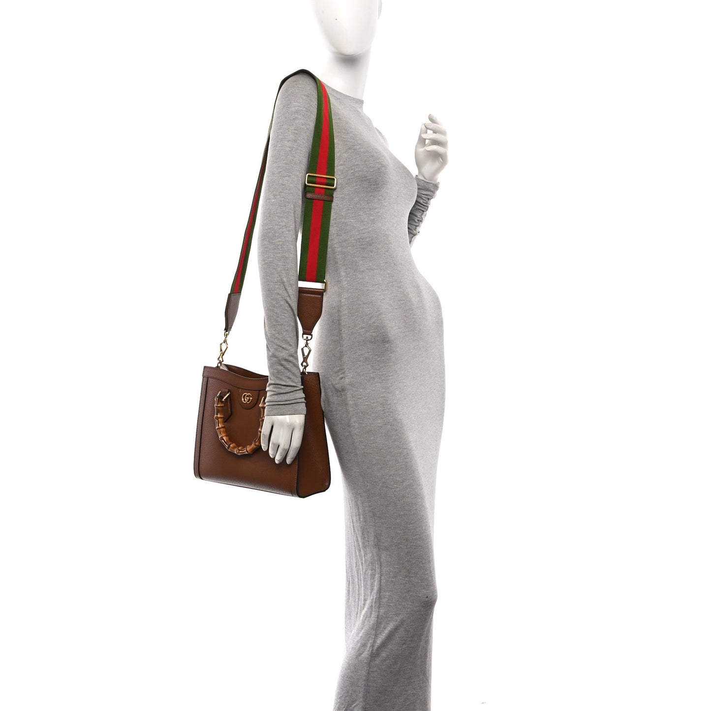 Textured Dollar Calfskin Web Small Diana Tote Bag Cuir Black