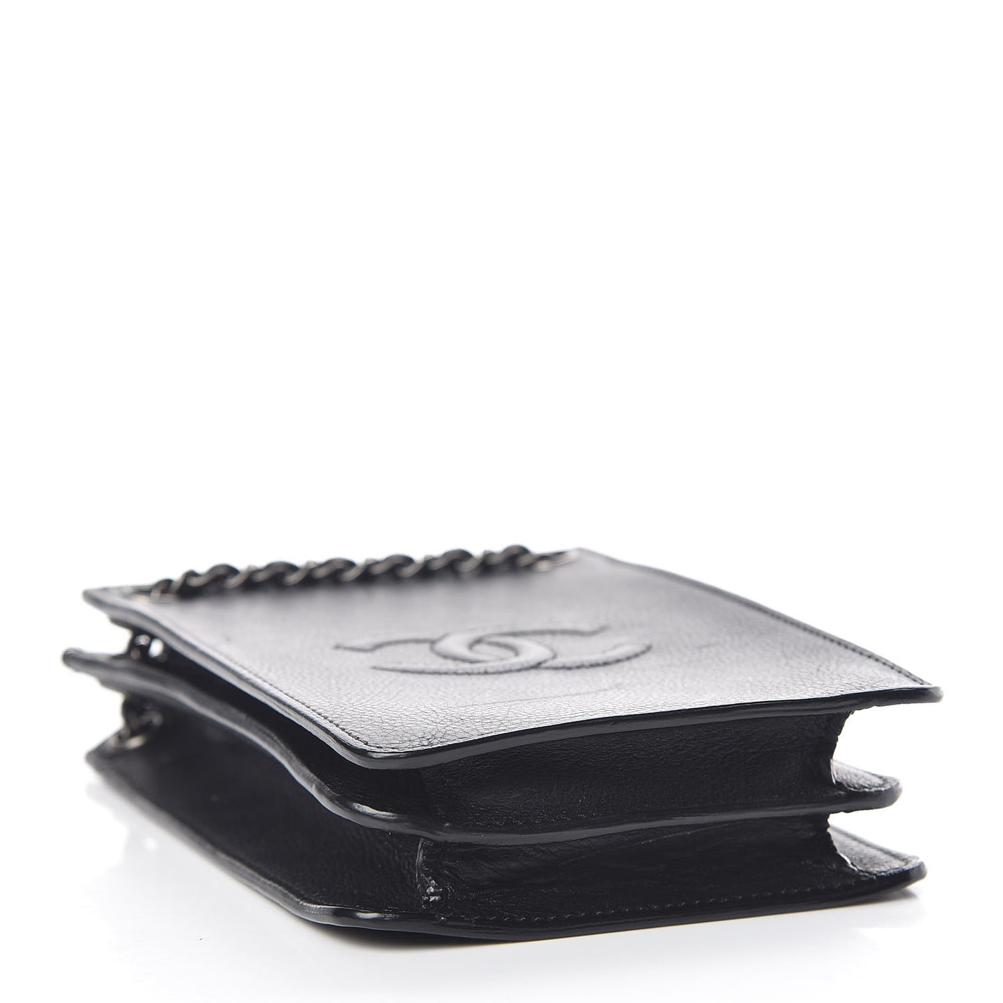Calfskin CC Phone Holder Crossbody Black