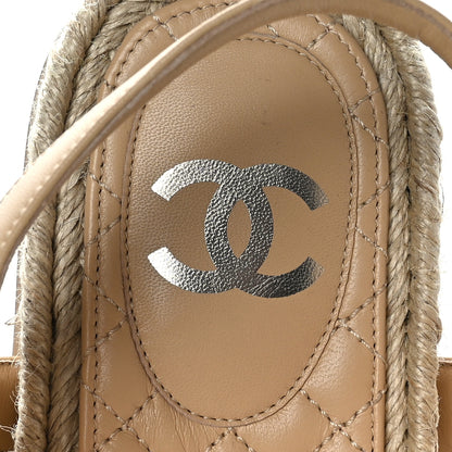 Chanel Stretch Fabric Lambskin CC Flat Sandals 41 Beige 7 of 8