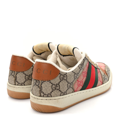 Gucci GG Supreme Monogram Harness Calfskin Web Womens Screener Sneakers 35 Beige Ebony Rosso Harness Brown 5 of 9