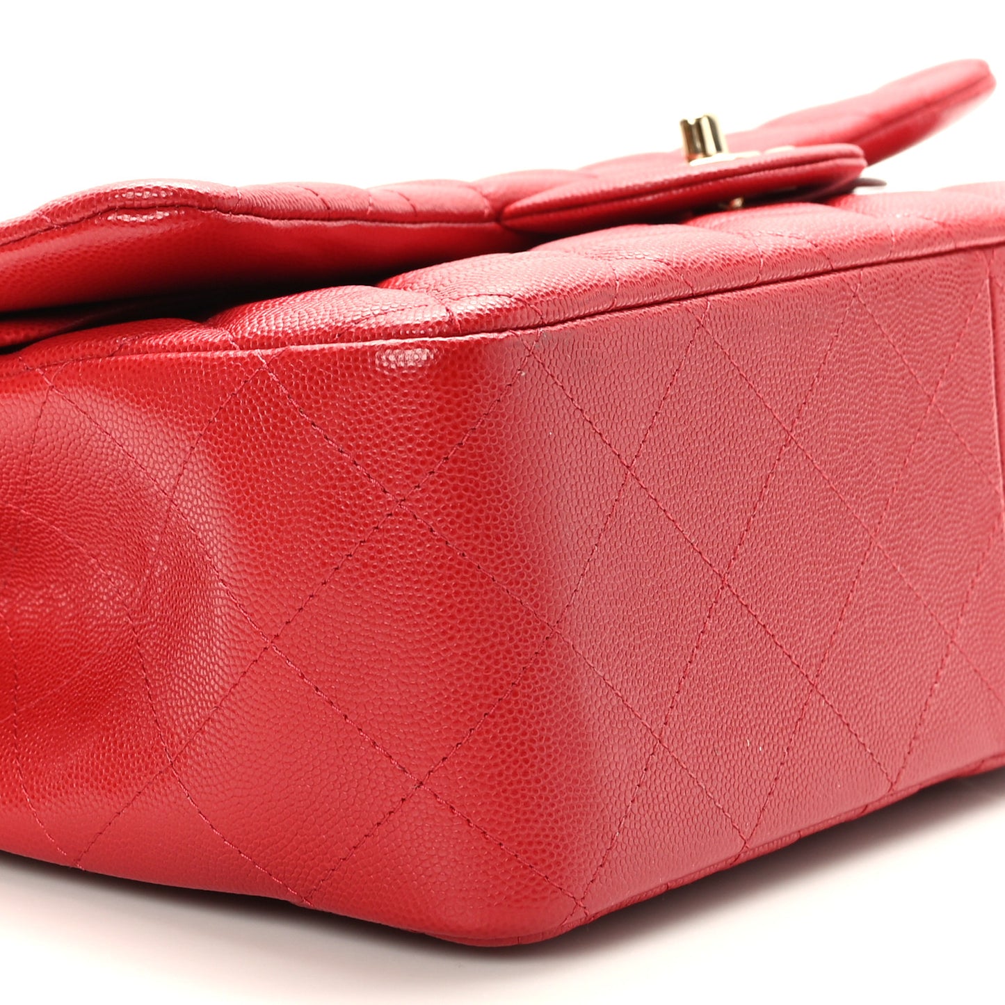 Caviar Quilted Jumbo Double Flap Red