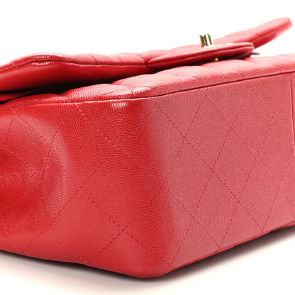 Chanel Caviar Quilted Jumbo Double Flap Red 8 of 10