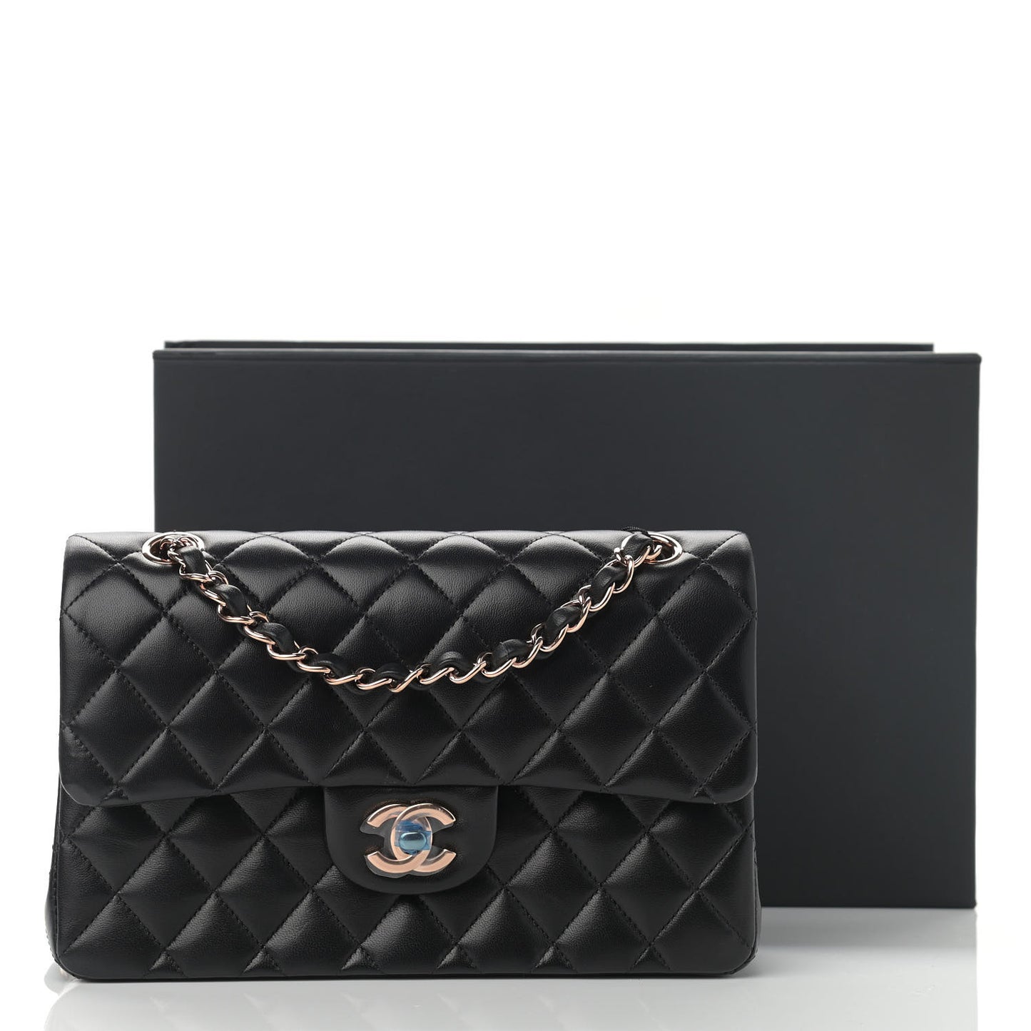 Lambskin Quilted Small Double Flap Black