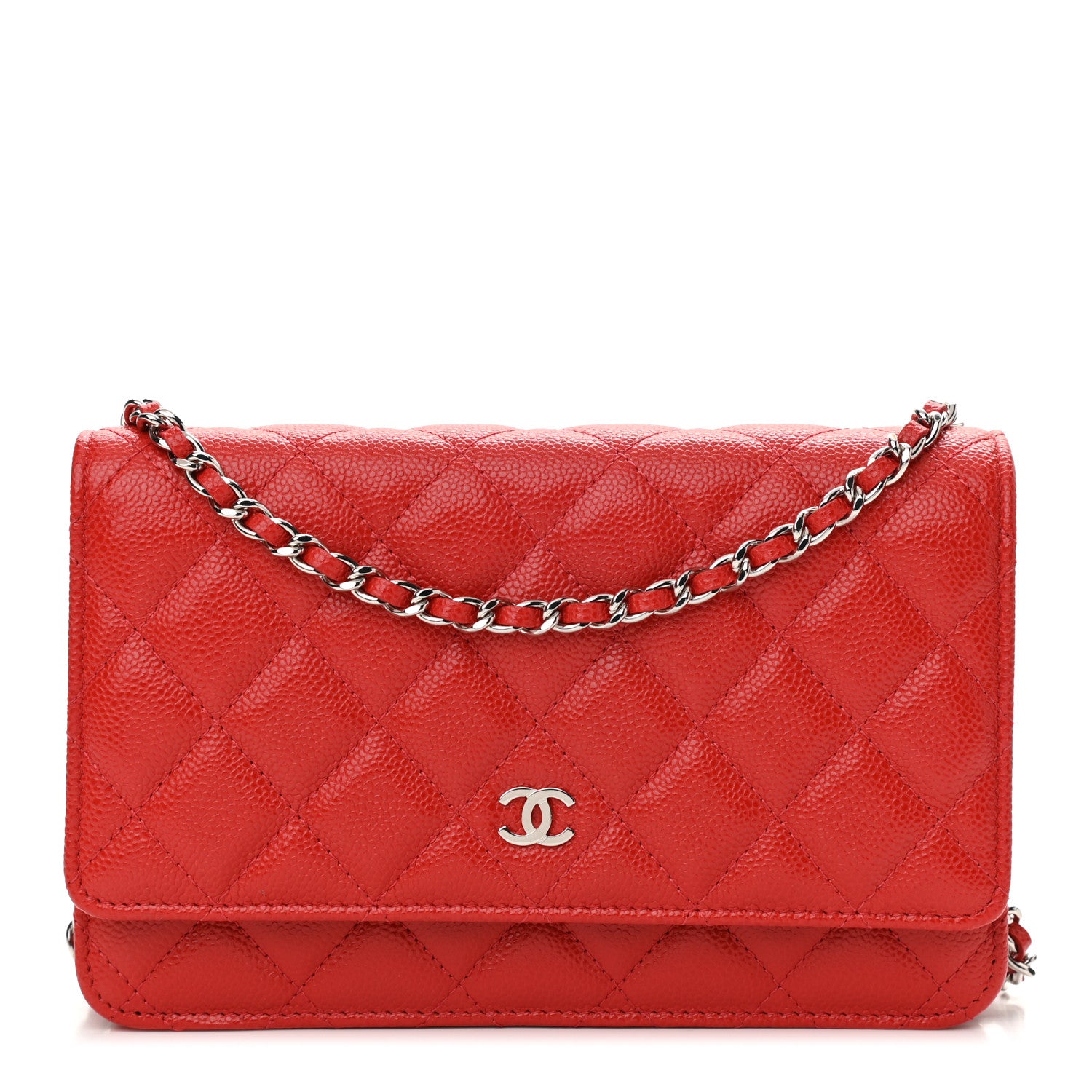Chanel Caviar Quilted Wallet On Chain WOC Red 1 of 12