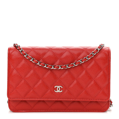 Chanel Caviar Quilted Wallet On Chain WOC Red 1 of 12