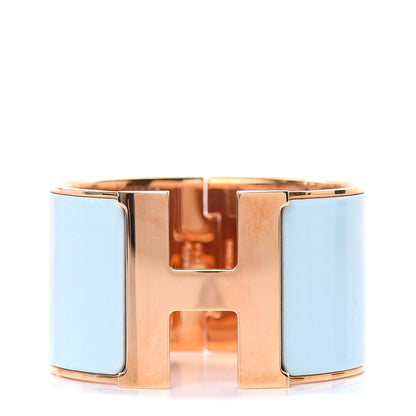 Hermes Enamel Extra Wide Clic Clac H Bracelet PM Bleu Glacier 1 of 5