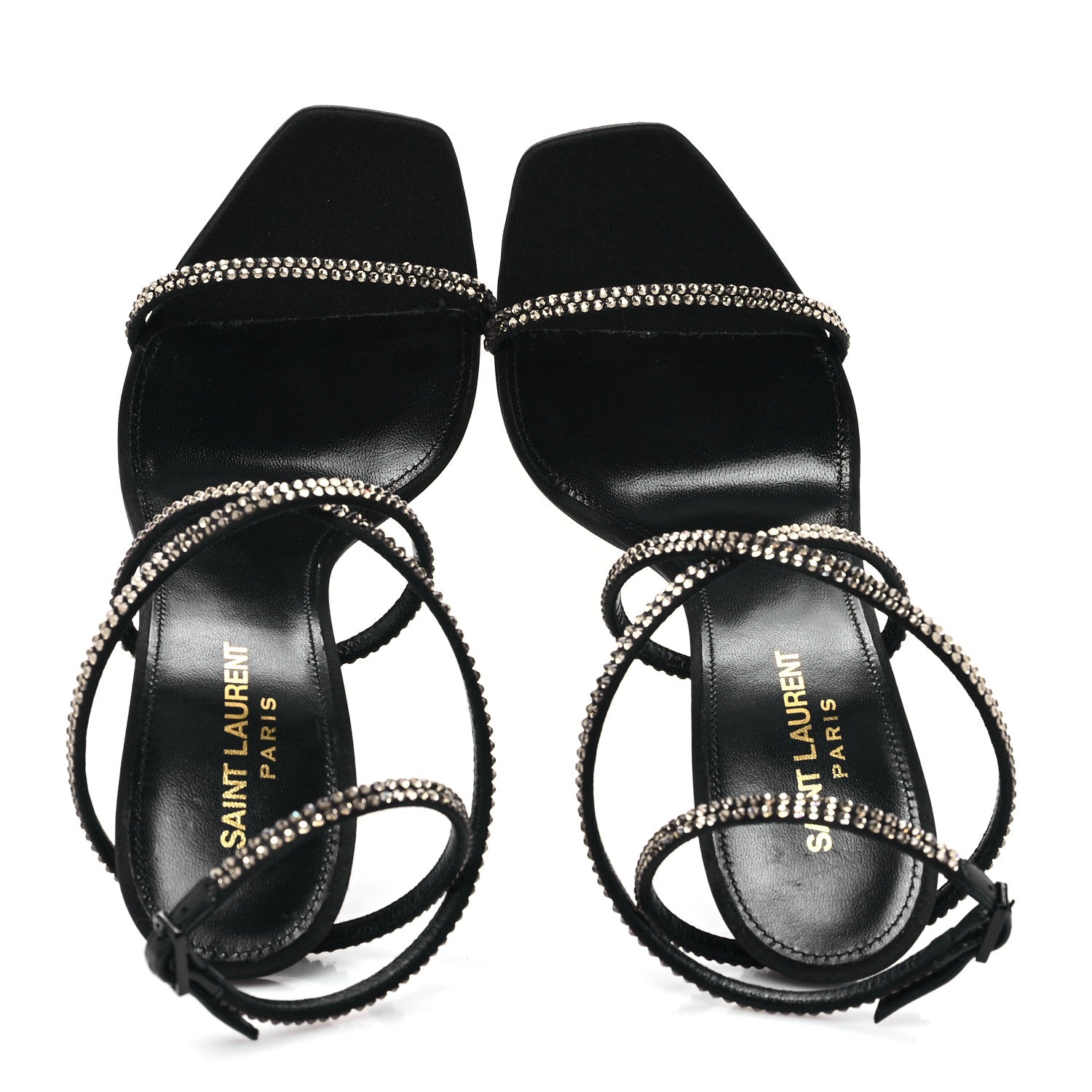 Saint Laurent Crepe Satin Strass Opyum 110 Sandals 38 Black 2 of 10