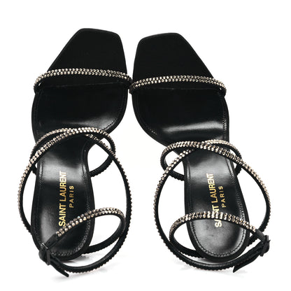 Saint Laurent Crepe Satin Strass Opyum 110 Sandals 38 Black 2 of 10