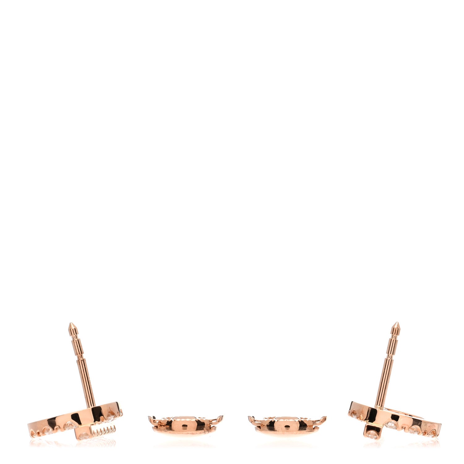 Hermes 18K Rose Gold Diamond Finesse Earrings 3 of 5