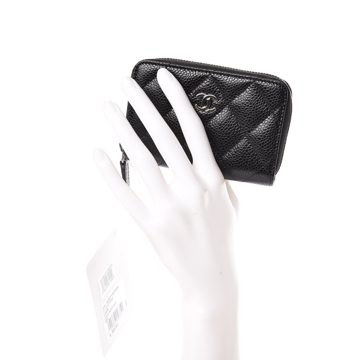 Caviar Quilted Zip Coin Purse Black