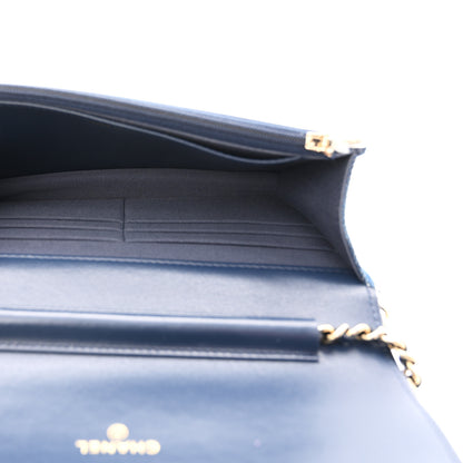 Chanel Denim Printed Wallet On Chain WOC Dark Blue 5 of 11