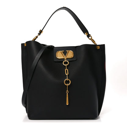 Valentino Garavani Grainy Calfskin Escape Hobo Bag Black 1 of 10