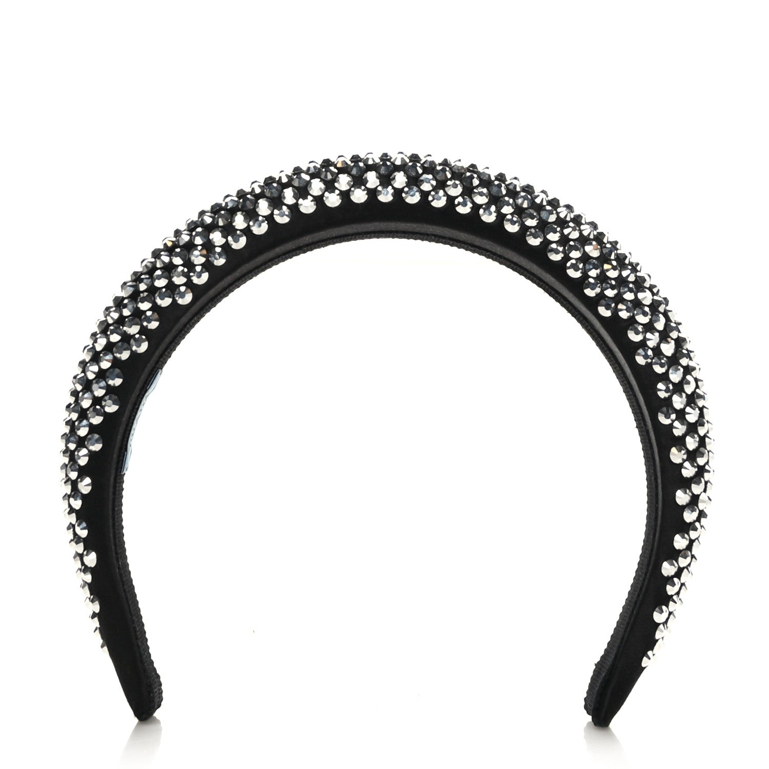 Prada Satin Crystal Embellished Headband Metal 1 of 4