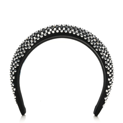 Prada Satin Crystal Embellished Headband Metal 1 of 4