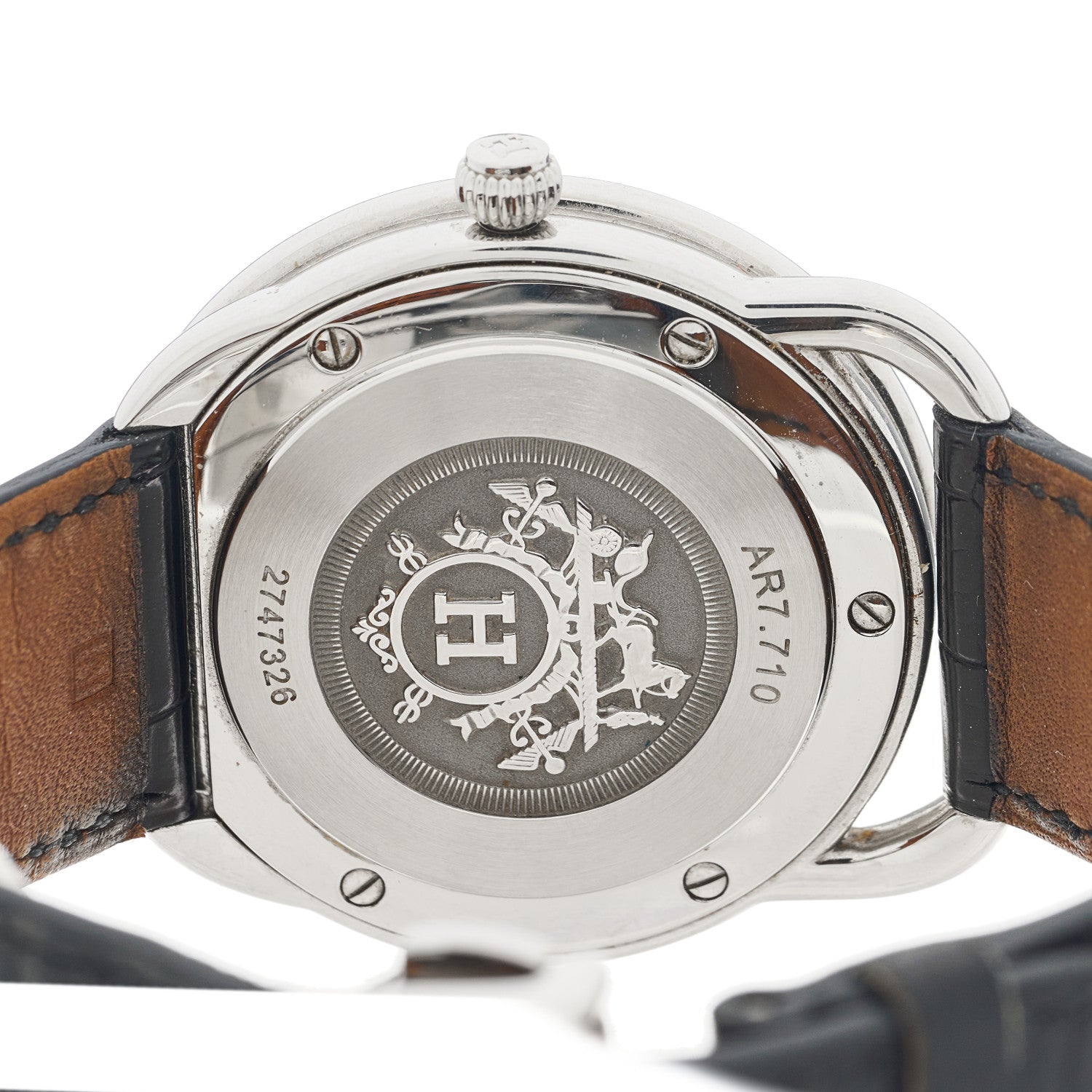 Hermes Stainless Steel Alligator 41mm Arceau Automatic Watch Noir 4 of 5
