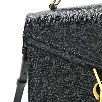 Saint Laurent Grain de Poudre Mini Classic Monogram Cassandra Top Handle Black Rouge Legion 10 of 11