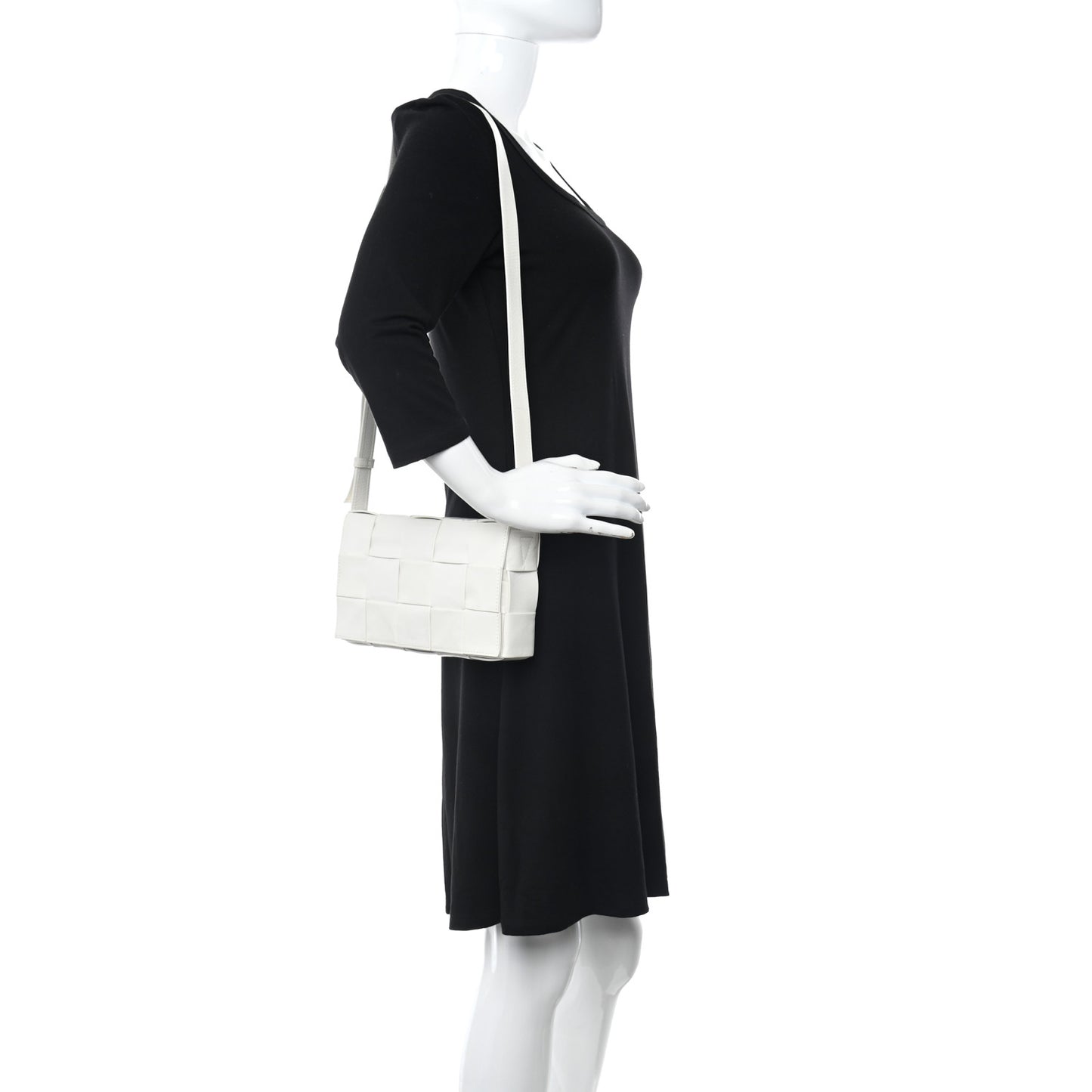 Paper Calfskin Maxi Intreccio Cassette Crossbody Bag White