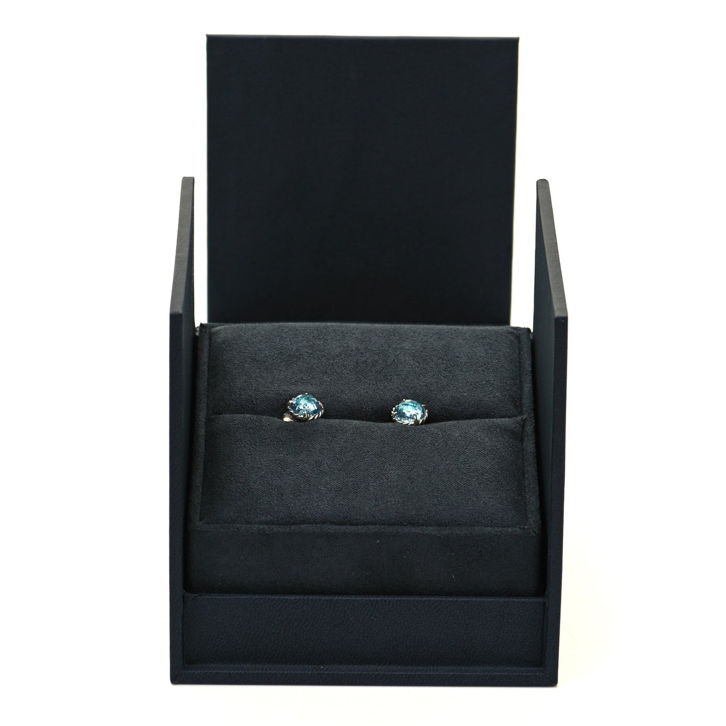 Sterling Silver Blue Topaz 8mm Chatelaine Earrings