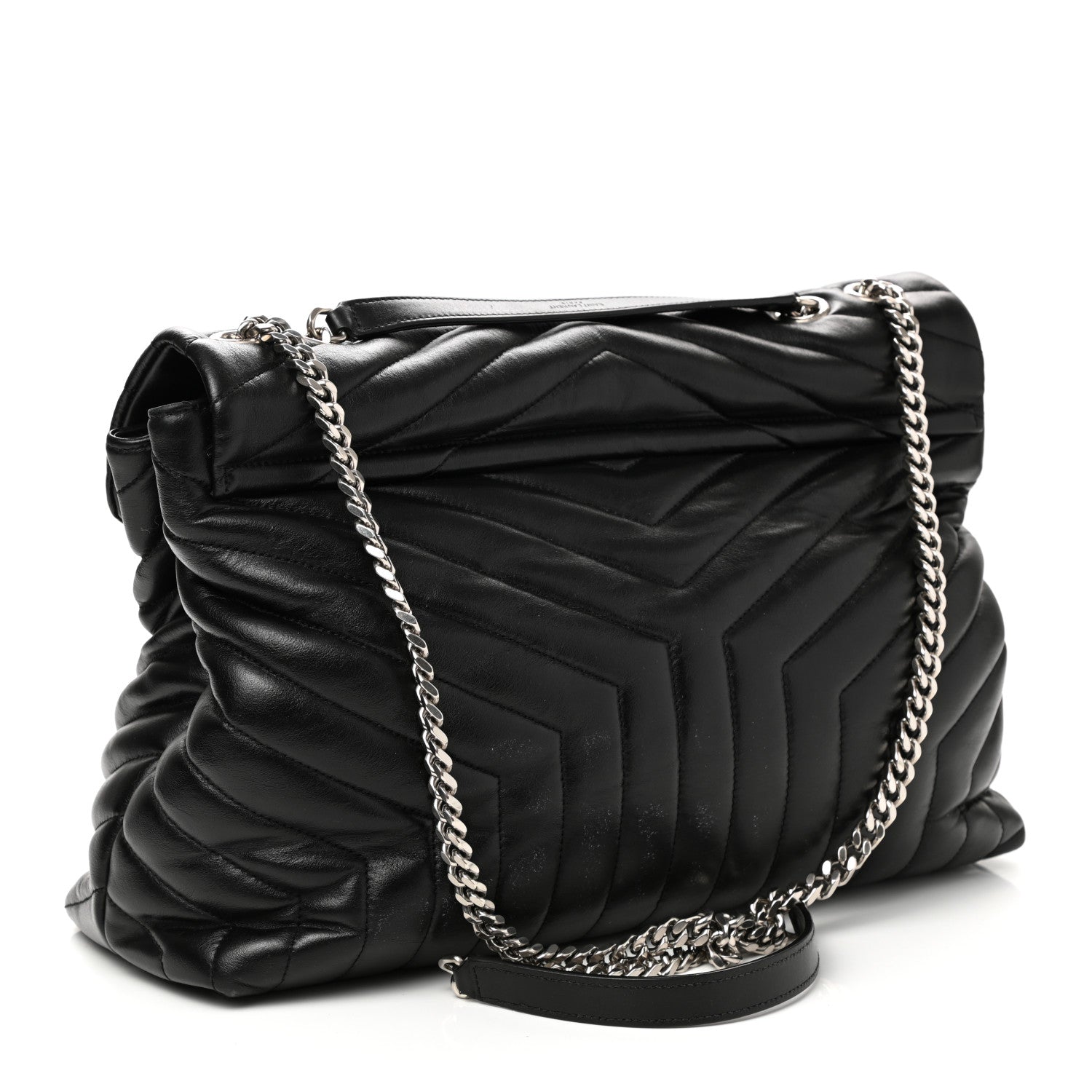 Saint Laurent Calfskin Y Quilted Monogram Large Loulou Chain Satchel Black 3 of 13