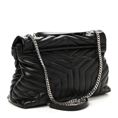 Saint Laurent Calfskin Y Quilted Monogram Large Loulou Chain Satchel Black 3 of 13