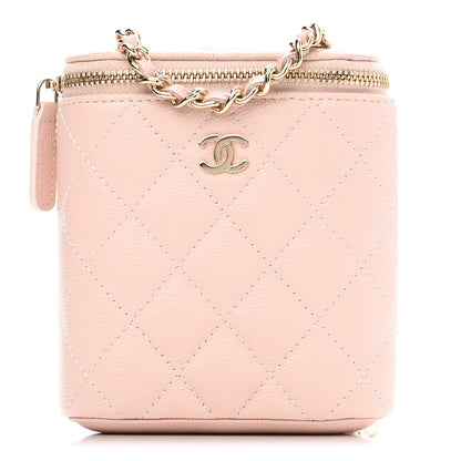 Chanel Caviar Quilted Small Vertical Coco Beauty Vanity Case With Chain Light Pink 1 of 9