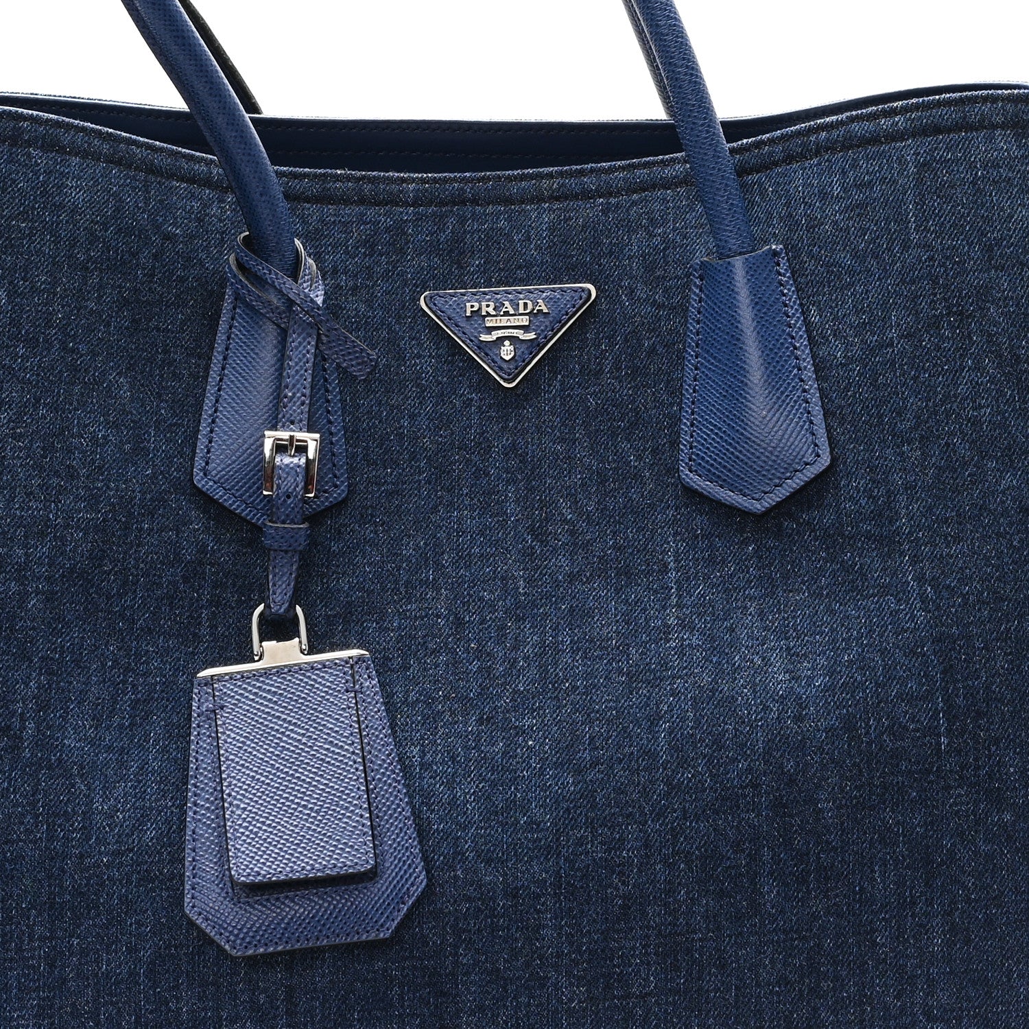 Prada Denim Large Double Bag Blue 7 of 11