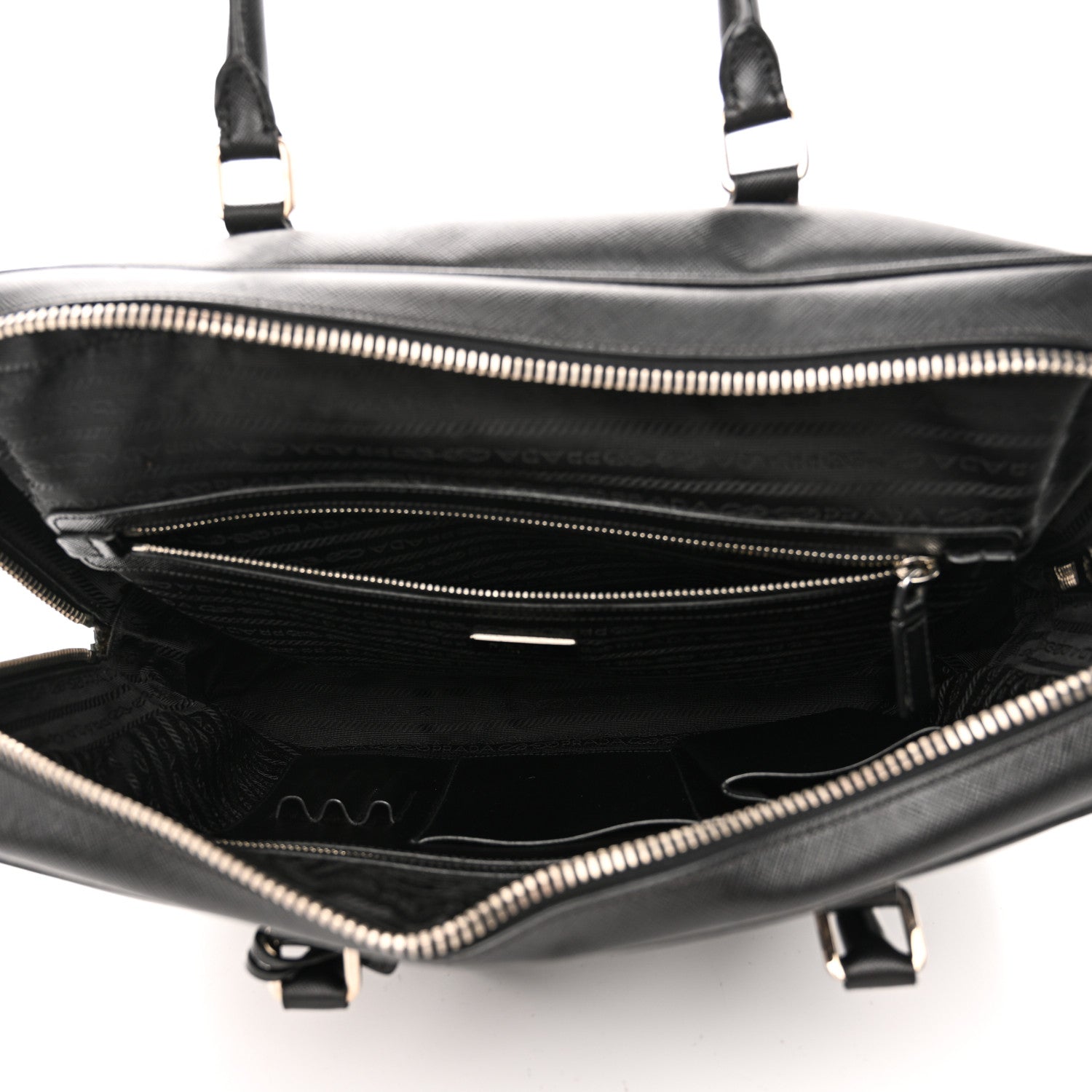 Prada Saffiano Travel Briefcase Black 5 of 9