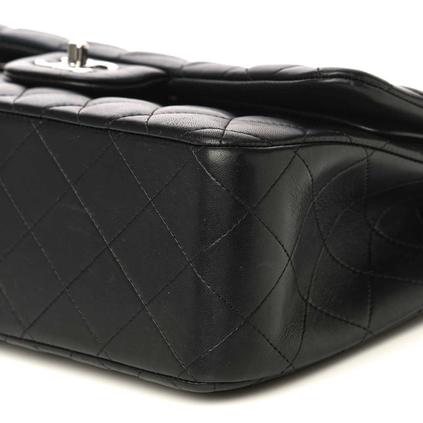 Lambskin Quilted Jumbo Double Flap Black