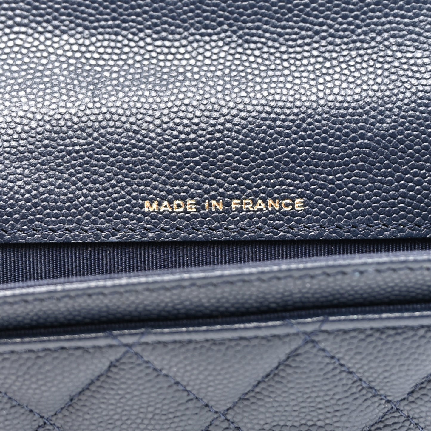 Caviar Quilted Flap Card Holder Wallet Navy