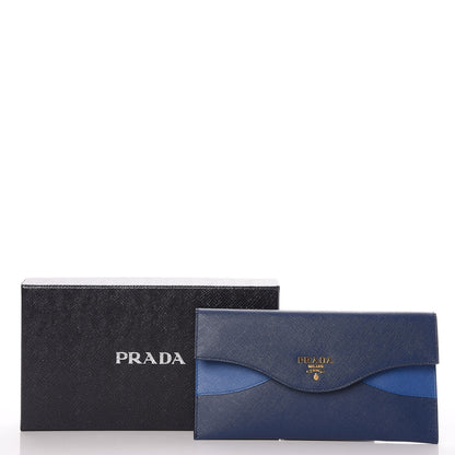 Prada Saffiano Bi-Color Envelope Wallet Bluette Azzurro 9 of 9